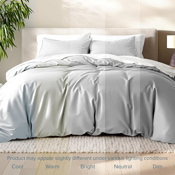 Bare Home Bedding Duvet Cover Oversized Queen - Premium 1800 Super Soft Collection - Lightweight, Cooling - Soft Breathable Bedding Duvet Cover (Oversized Queen, Cloud Grey)