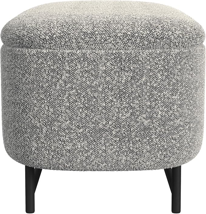 HomePop Ellipse Modern Storage Bench with Metal Legs |Homepop Home Décor|Bench with Storage for Living Room & Bedroom - Gray