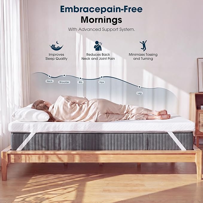 VALUXE 3 Inch Gel Memory Foam Mattress Topper Full Size High Density Cooling Pad Pressure Relief Bed Topper (with Removable & Washable Bamboo Cover)