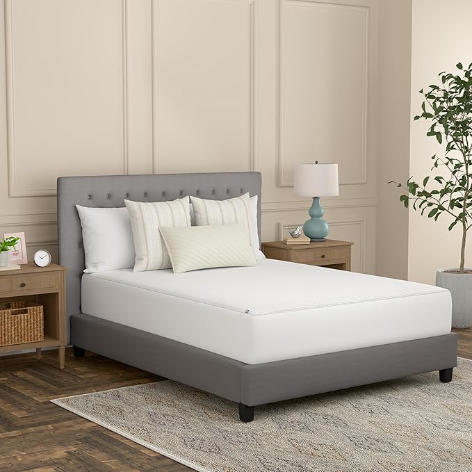 Sealy Complete Protection Waterproof Stain Protection Soft Comfort Top PerfectGrip Stretch Sidewalls Machine Washable Fitted Mattress Protector, Twin Size, White