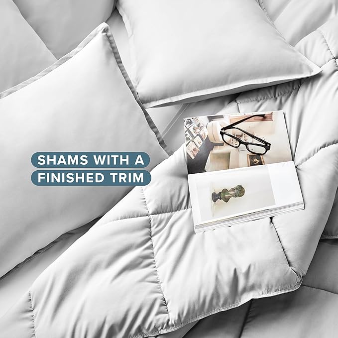 Bare Home Comforter Set - California King Size - Ultra-Soft - Goose Down Alternative - Premium 1800 Series - All Season Warmth (California King, Cloud Grey)
