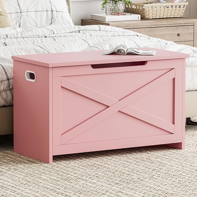 GarveeHome 30 in Storage Chest, Wooden Storage Bench with Safety Hinge, Easy Assembly, Large Shoe Bench for Entryway, Living Room, Bedroom
