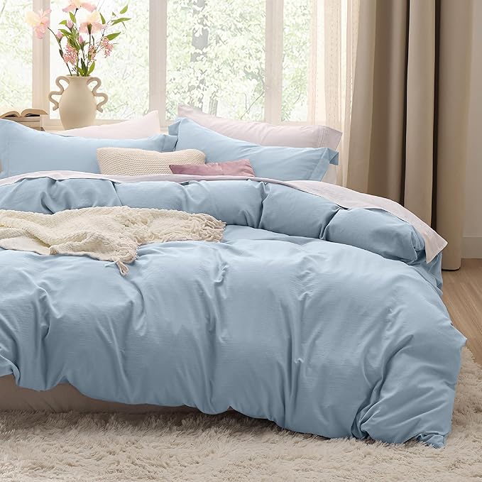 Bedsure Celestial Blue Duvet Cover Queen Size - 3 Pieces Prewashed Extra Soft Bedding Set, Includes 1 Duvet Cover 90x90 Inches with Zipper Closure & 2 Pillow Shams, Comforter Not Included