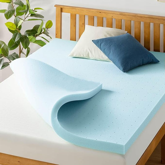 Best Price Mattress 3 Inch Ventilated Memory Foam Mattress Topper, Cooling Gel Infusion, CertiPUR-US Certified, Dorm Essentials, Twin
