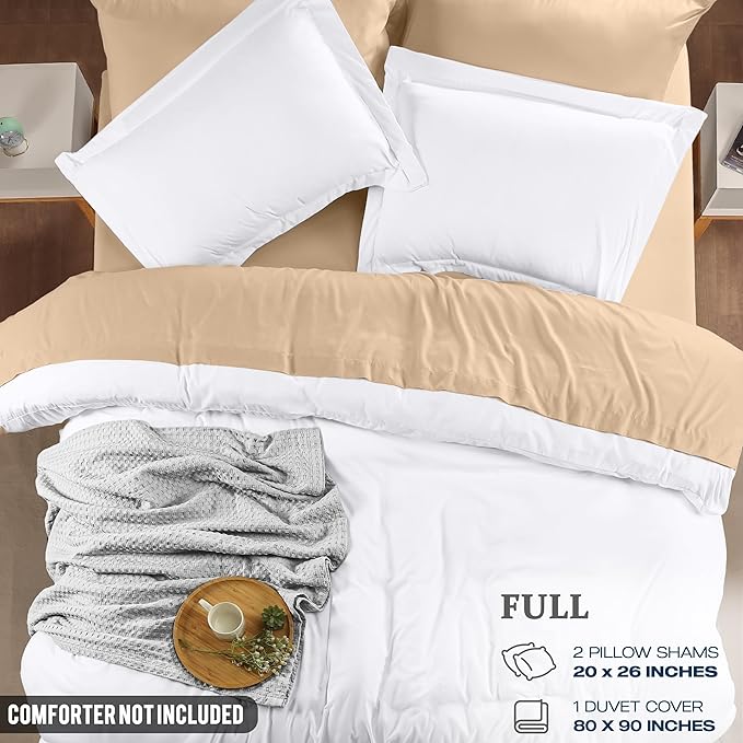 Utopia Bedding Duvet Cover Full Size - 3 Piece with Zipper Closure - 1 Comforter Cover 80X90 Inches & 2 Pillow Shams 20X26 Inches (White) Comforter Not Included