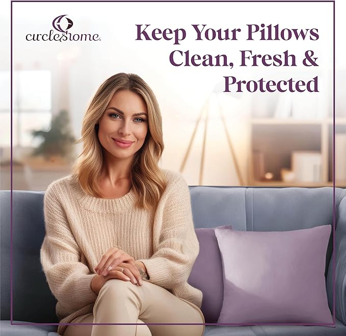 CIRCLESHOME European Pillow Protectors - 100% Cotton Breathable Pillowcases - 26 X 26 Square Pillowcases - Protects Pillows from Dirt, Dust and Debris (European- 2 Pack- 26x26)