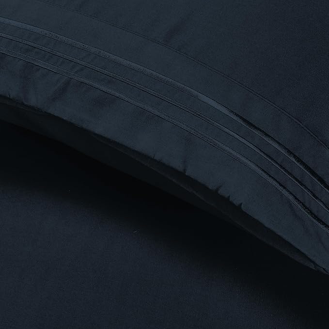 Elegant Comfort Luxury Ultra-Soft 2-Piece Pillowcase Set - 1500 Premium Hotel Quality Microfiber Double Brushed - Wrinkle Resistant, King Size, Black
