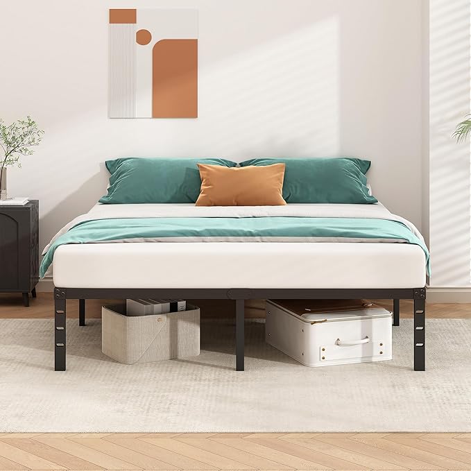 HLIPHA Metal Platform Bed Frame 12 Inch Tall,No Box Spring Needed,Twin Size Bed with Heavy Duty Strong Support Slats,Easy to Assemble,Black