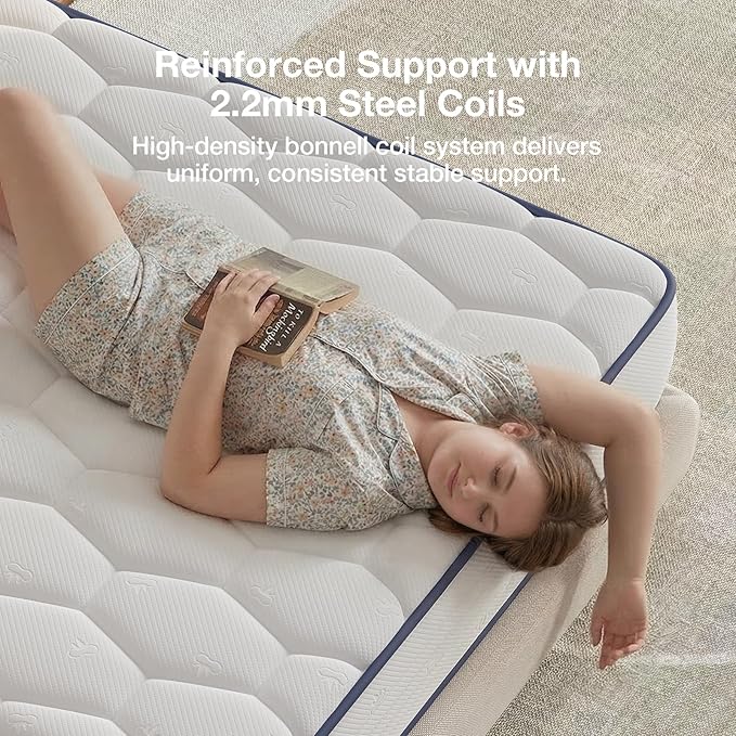 Novilla Queen Mattress 8 inch,Foam and Spring Hybrid Mattresses for Comfortable Sleep,Steel Coils for Durable Support,CertiPUR-US Certified Foam,Youth/Guest Rooms,Queen Size Mattress in a Box