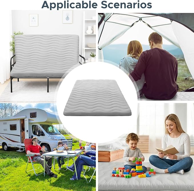 Japanese Floor Mattress, 100% High Density Comfortable Foam, 3.5" Thicken Grey Foldable Mattress Tatami Mat Sleeping Pad, Ideal for Comfort and Support, Kids Floor Lounger Pillow Bed Sofa (Queen）