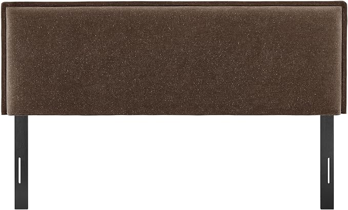 Modway Camille King Size Upholstered Linen Blend Headboard with Removable Slipcover – in Cocoa - Padded Pillow Style Headboard with Adjustable Mounting for King Beds