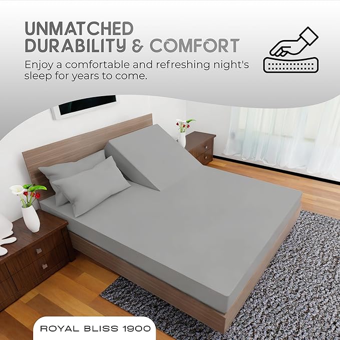 Top Split King Sheets Sets for Adjustable Bed, 4 Pcs Deep Pockets Double Brushed Microfiber Sheets, 34 Inch Split Top Fitted Sheet, 1 King Flat Sheet and 2 Pillowcases - Silver