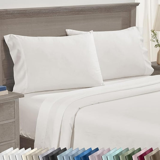 California Design Den Luxuriously Soft 100% Cotton Pillowcases King Size Set of 2-600 Thread Count Sateen Pillow Cover Pair, Fits King Pillows - True Ivory