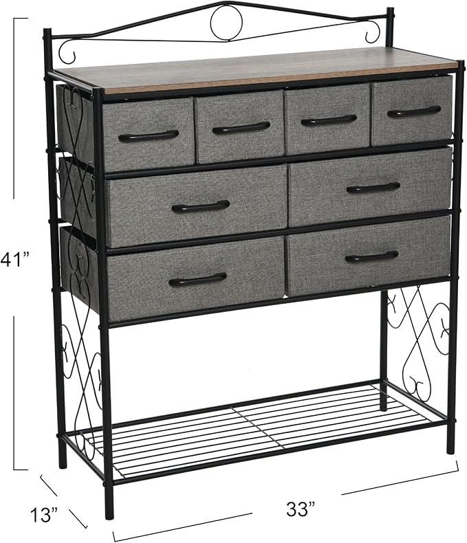 Household Essentials Ashwood Iron Sideboard with Victorian Drawer Detailing