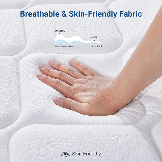 Avenco Full Mattress, 10 Inch Hybrid Full Size Mattresses in a Box, Colchones Full Size with Comfort Foam and Pocket Coils for Pressure Relief Motion Isolation