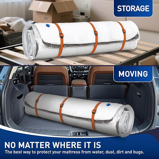 Mattress Vacuum Storage Bag for Memory Foam, Latex and Hybrid Mattress, Easy Moving and Storage (Twin/Twin XL Size)