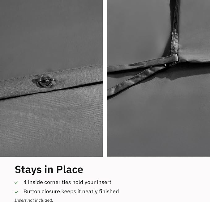 Twin XL/Twin Size Duvet Cover Only - Premium 400 Thread Count, Natural 100% Cotton Duvet Cover, Soft Sateen Weave, Button Closure and Corner Ties - Grey