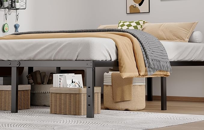 LUMUNANCE Metal Bed Frame King Size - 16 Inch Heavy-Duty King Platform Bed Frame No Box Spring Needed, Easy Assembly, Noise-Free, Sturdy Mattress Foundation, Underbed Storage Space