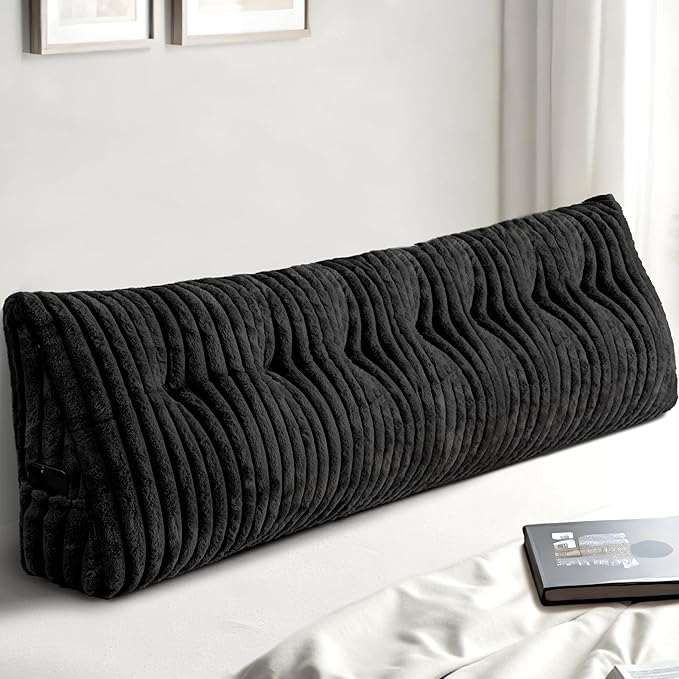 Headboard Pillow King, Triangular Wedge Pillow Headboard King, Cushion Headboards Reading Pillows, Backrest Pillows for Sitting in Bed or Working with Removable Cover, Black