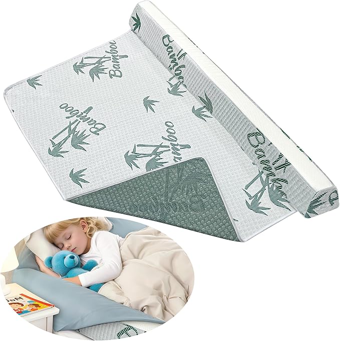 Baby Bed Bumpers for Toddlers with Washable Cover, Foam Bed Guard Rail for Kids Bed Twin Full Queen King Size Bed, 1 Pack