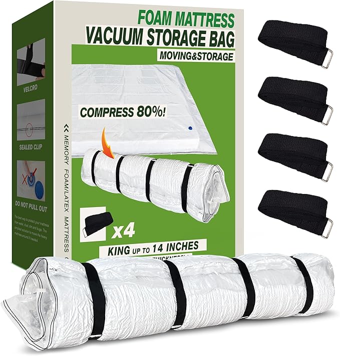 King Mattress Bag for Moving Storage, 5 Mil Heavy Duty Mattress Cover, Thick and Tear Resistant (King)