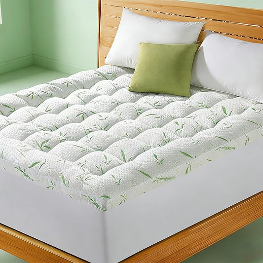3 Inch Mattress Topper - Viscose Made from Bambu,Cooling Soft Pillow Top Mattress Pad Cover (Queen,60"x80")