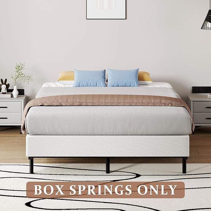 SHOANED Cal King Metal Box Springs - 7 Inch Low Profile Heavy Duty Black Basics Bed Base Non Slip Box Spring Mattress Foundation, Easy Assembly, No Noise