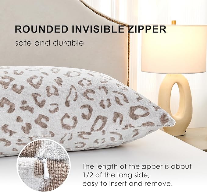 SOCHOW Body Pillow Cover 21x54 Inches, Super Soft and Cozy Leopard Print Fleece Long Body Pillowcase with Zipper Closure,1 Pack, Brown