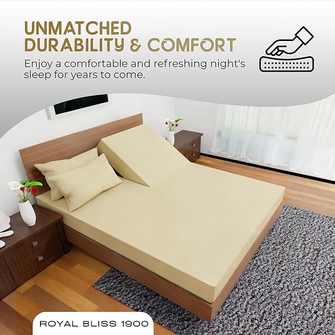 Split Top Queen Sheets for Adjustable Bed, 4-Pcs 36'' Flat, 1 Fitted Sheet & 2 Pillowcase – 16 Inch Deep Pocket, Egyptian Quality Wrinkle-Free Top Split Queen Sheets Set (Tan)