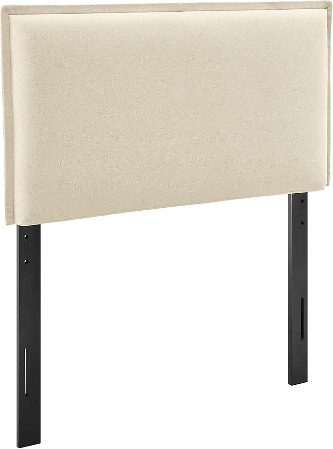 Modway Camille Twin Size Upholstered Linen Blend Headboard with Removable Slipcover – in Linen - Padded Pillow Style Headboard with Adjustable Mounting for Twin Beds
