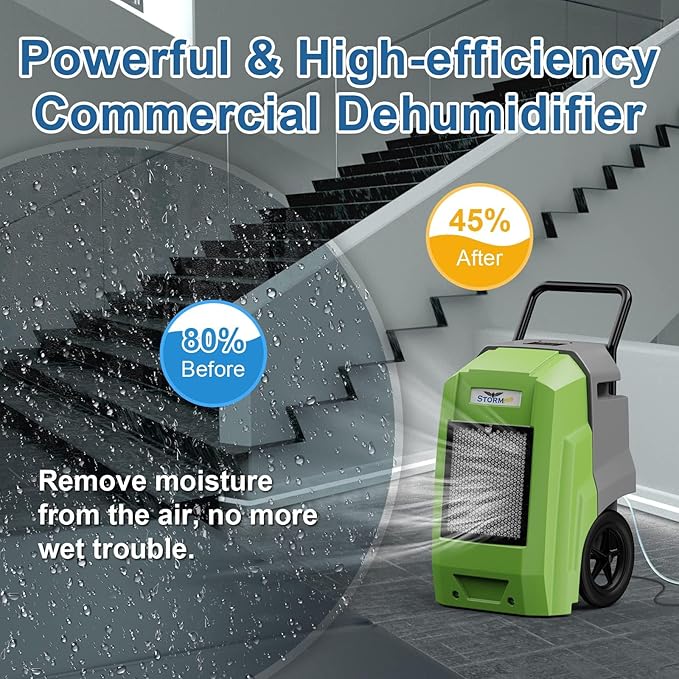 ALORAIR 180 Pints LGR Industrial Dehumidifier with Pump and Drain Hose, Portable Commercial Dehumidifier with Wheels for Home, Basements, Garages, and Job Sites, 6-Year Warranty, Green