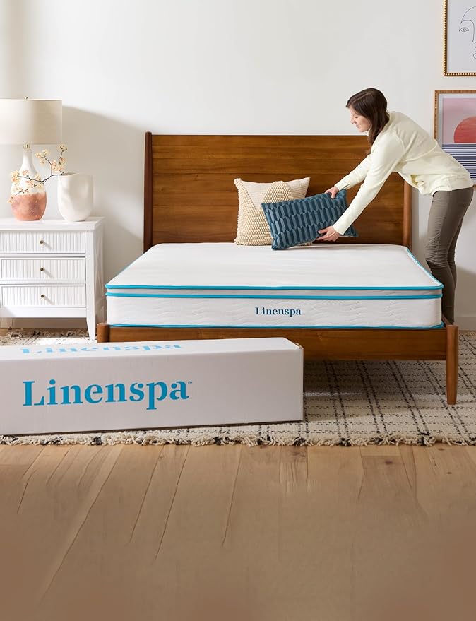 Linenspa 8 Inch Memory Foam and Spring Hybrid Mattress - Medium Firm Feel - Bed in a Box - Quality Comfort and Adaptive Support - Breathable - Cooling - Guest and Kids Bedroom - Full Size