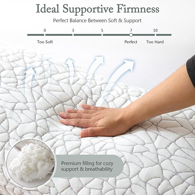 BPC Premium Rayon Derived from Bamboo Firm Body Pillow - Hypoallergenic Shredded Memory Foam Body Pillow with Removable Cover Long Pillow for Side Stomach and Back Sleepers, CertiPUR-US