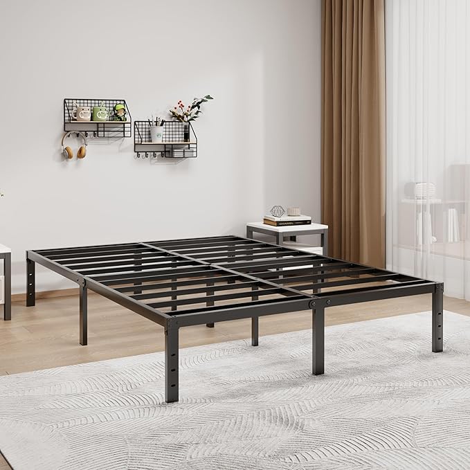 LUMUNANCE Metal Bed Frame California King Size - 14 Inch Heavy-Duty Cal King Platform Bed Frame No Box Spring Needed, Easy Assembly, Noise-Free, Sturdy Mattress Foundation, Underbed Storage Space