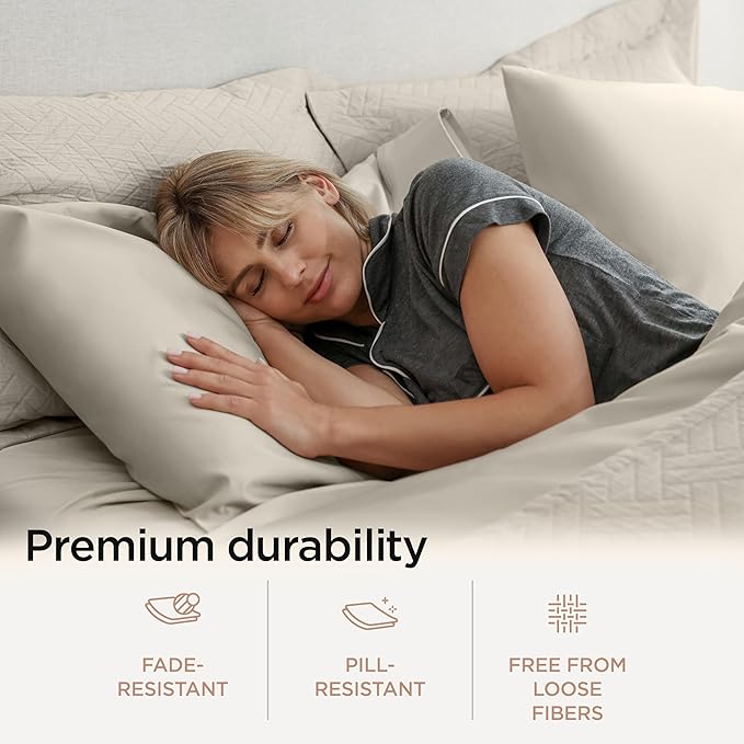 Threadmill Pillow Cases Standard Size | 1200 Thread Count 100% Supima Cotton Pillow Covers, Luxury Smooth Solid Sateen, Taupe