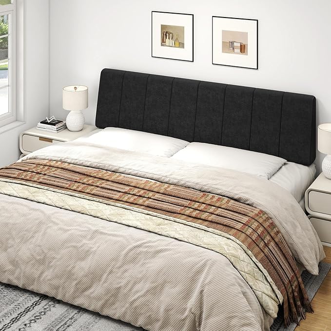 King Size Headboard Only-No Assembly, Upholstered Headboard King Size Linen Fabric Modern Style Headboards Extra-Thick, Black