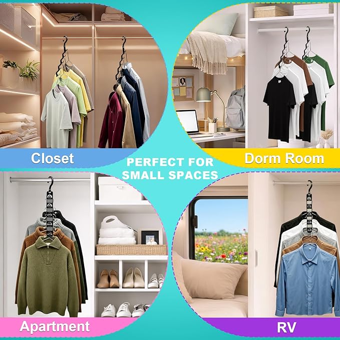 Closet Organizers and Storage,Upgraded Organization and Storage Clothes Hanger,10 Pack College Dorm Room Essentials,Sturdy Space Saving Hangers for Thick Clothe