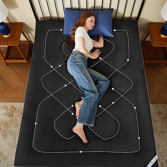 BEDLORE Twin Mattress Topper, Thick Pillow Top Pad for Back Pain Relief, Soft Mattress Cover with Deep Pockets 6-15 inch(Black)