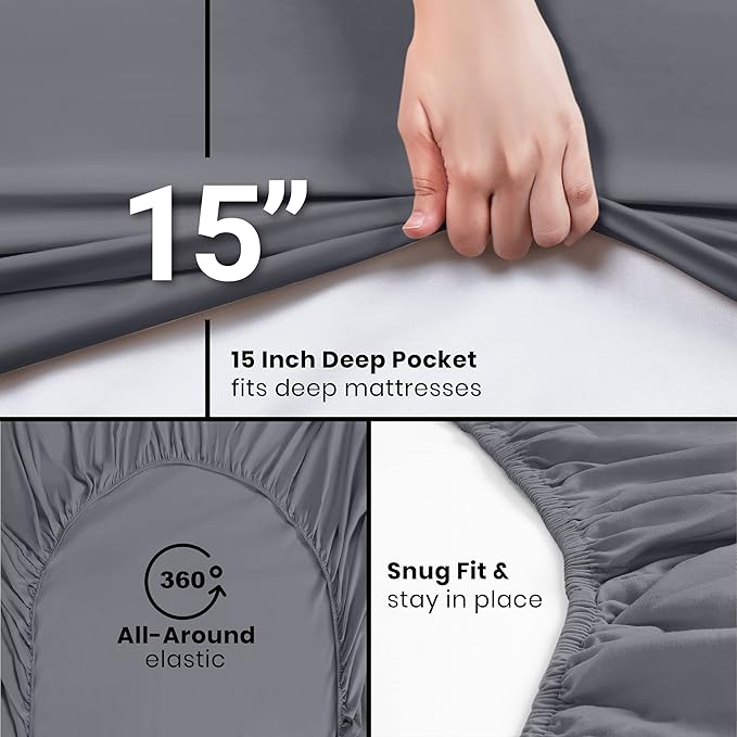 Utopia Bedding Twin Fitted Sheets - Bulk Pack of 6 Bottom Sheets - Soft Brushed Microfiber - Deep Pockets - Shrinkage & Fade Resistant - Easy Care (Grey)
