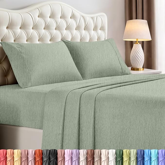 Utopia Bedding Queen Size Sheet Set – 4 Piece Bed Sheets, Soft and Breathable Microfiber, Includes 1 Fitted Sheet, 1 Flat Sheet and 2 Pillowcases – Oeko Tex (Heather Sage)