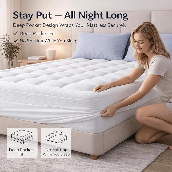 ELEMUSE RV King Dual Layer 3 Inch Memory Foam Mattress Topper, 2 Inch Cooling Gel Memory Foam and 1 Inch Soft Pillow Top Mattress Pad for Back Pain Relief