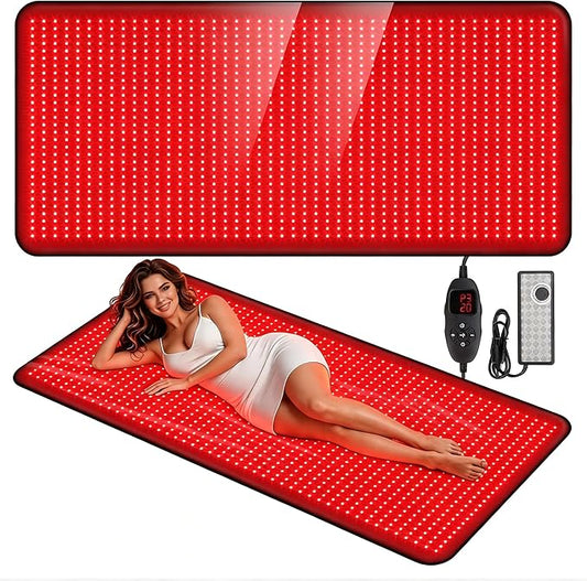 Red Light Therapy Mat for Full Body, 1410 High-Density LEDs Infrared Light Pad, 5 Intensity Levels, 9 Auto-Shutoff Timer Setting, Handheld Controller, Gifts for Athletes, Office Workers, Women, Men