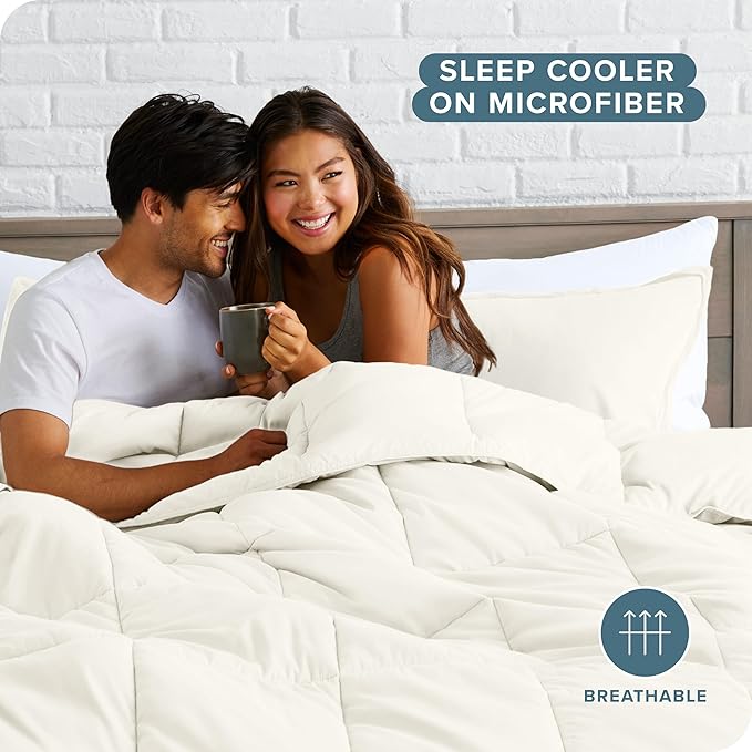 Bare Home Comforter Set - Oversized Queen Size - Ultra-Soft - Goose Down Alternative - Premium 1800 Series - All Season Warmth (Queen Oversized, Cream)