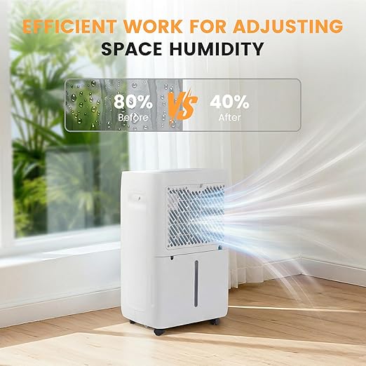50Pints Dehumidifier with Drain Hose, 3,500 Sq.Ft Dehumidifier for Basement, 4.5L/1.19 Gallon Tank, Energy Star Cert. 41dB, Airflow Swing, Humidity Remover for Home, Bedroom & Bathroom