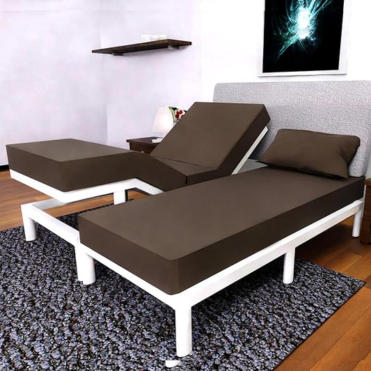 Split California King Sheets Sets - 5 Pcs Set - Split California King Sheets Sets for Adjustable Bed Cal King Split Sheets for Adjustable Bed Split California King Sheets (Chocolate)
