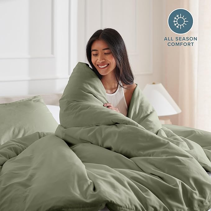 Bare Home Bedding Duvet Cover California King Size - Premium 1800 Super Soft Collection - Lightweight, Cooling - Soft Breathable Bedding Duvet Cover (Cal King, Sage)