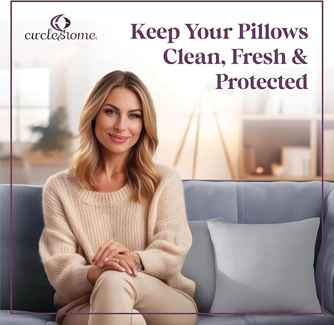 CIRCLESHOME Throw Pillow Protectors - 100% Cotton Breathable Pillowcases - 20 X 20 Square Pillowcases - Protects Pillows from Dirt, Dust and Debris (Square Pillow - 4 Pack- 20x20)