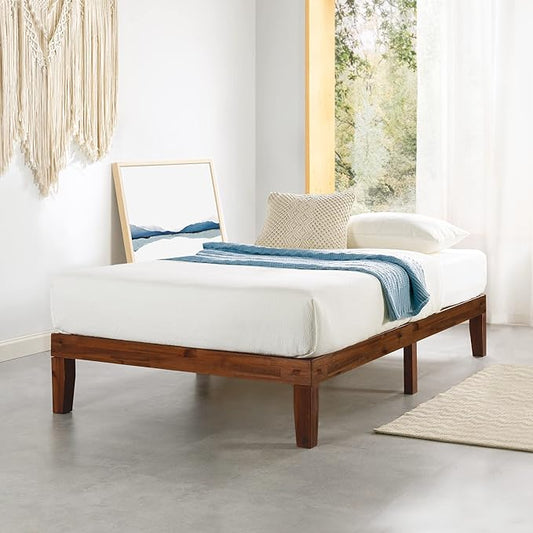 Mellow Naturalista Classic 12-Inch Solid Wood Platform Bed | Wooden Slats, No Box Spring Needed, Easy Assembly | Twin, Espresso