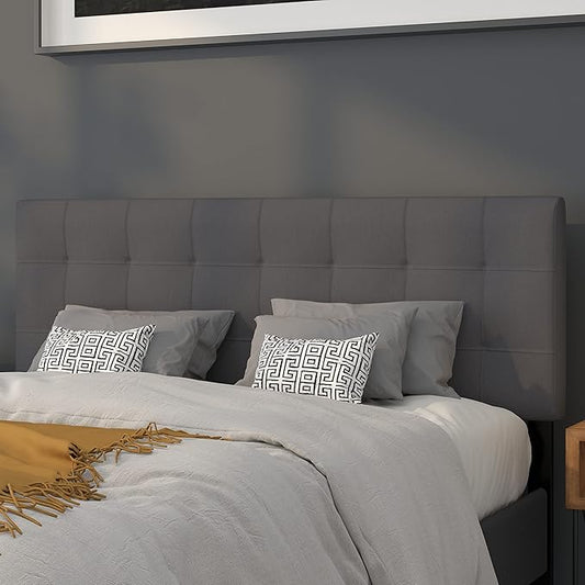 Flash Furniture Bedford Tufted Upholstered Queen Size Headboard in Dark Gray Fabric