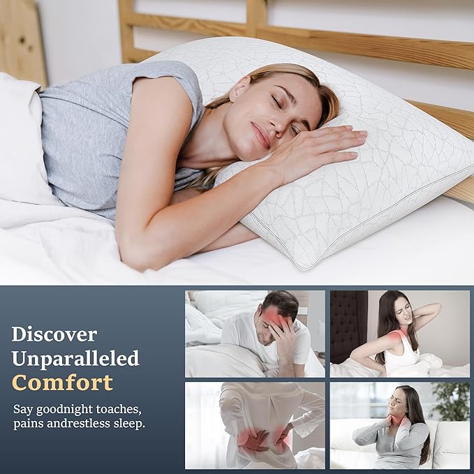 COZSINOOR Bed Pillows Queen Size - Breathable Premium Down Alternative Pillows Set of 2 for Side, Back, and Stomach Sleepers Cooling Hotel Quality Fluffy Soft Microfiber Fill Skin-Friendly